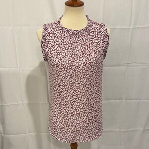 LOFT Sleeveless Blouse - Burgundy and White Floral